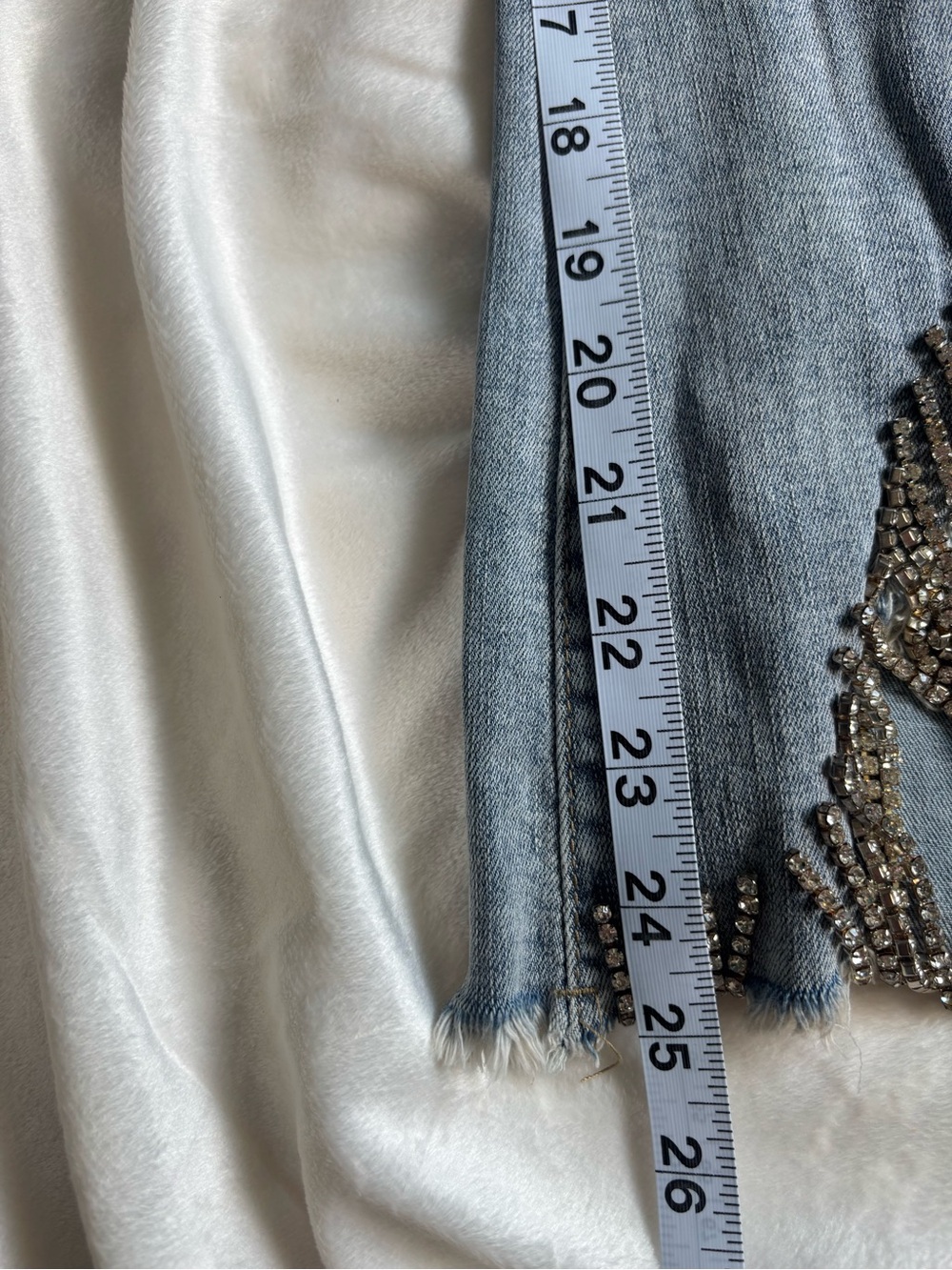cropped flares with rhinestone fringe trim - Picture 7 of 10